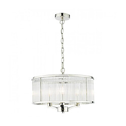 Luminaire Center Suspension Eveyln Nickel poli,verre 3 ampoules 29cm