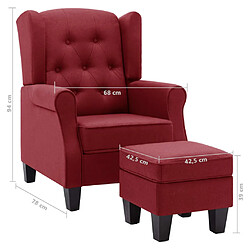 vidaXL Fauteuil avec repose-pied Rouge bordeaux Tissu pas cher