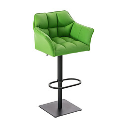 Decoshop26 Tabouret de bar chaise haute de comptoir couture carrées assise en PVC vert cadre en métal noir 10_0004676