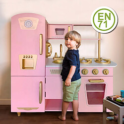 Cuisine pour Enfants Bois Robincool Leire Pink 85x33x89 cm Four, Réfrigérateur, Micro-ondes, Évier et Cuisinière | Rose Vintage pas cher