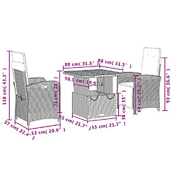 vidaXL Ensemble à manger de jardin avec coussins 3 pcs Noir pas cher