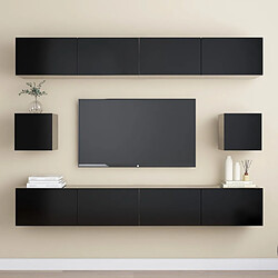 vidaXL Ensemble de meubles TV 6 pcs Noir Bois d'ingénierie