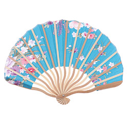 Fan de mariage japonais floral poche poche faveur faveur décoration bleu