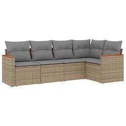 Maison Chic Ensemble à manger d'extérieur 5 pcs avec coussins,Salon de jardin,Mobilier de jardin mélange beige résine tressée -GKD306528