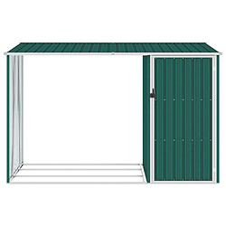 Helloshop26 Abri à bois de jardin 245 x 98 x 159 cm acier galvanisé vert 02_0022399