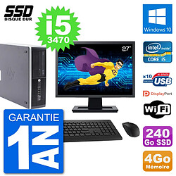 PC HP Compaq Pro 6300 SFF Ecran 27" i5-3470 RAM 4Go SSD 240Go Windows 10 Wifi - Occasion