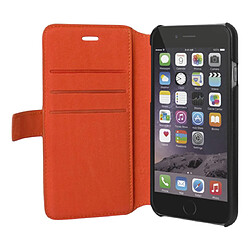 Façonnable Étui Folio pour Apple iPhone 6/iPhone 6S Micro Perforé avec Porte-Cartes Orange