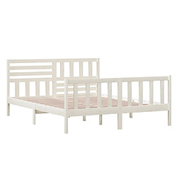 Avis vidaXL Cadre de lit sans matelas blanc bois massif 160x200 cm