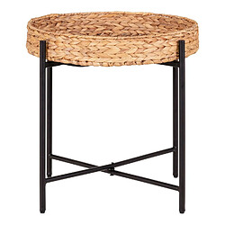 Mes Table d'appoint ronde 50x48,5 cm en jacinthe d'eau et métal noir