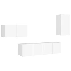 vidaXL Ensemble de meubles TV 4 pcs Blanc Bois d'ingénierie