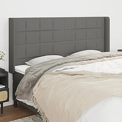 Maison Chic Tête de lit scandinave avec oreilles,meuble de chambre Gris foncé 163x16x118/128 cm Tissu -MN21256