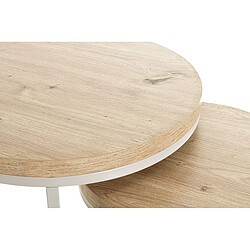 Acheter Pegane Lot de 2 tables d'appoints en métal coloris blanc et bois coloris chêne clair