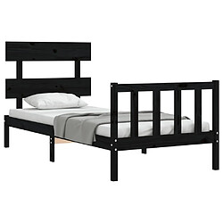 Acheter Maison Chic Cadre/structure de lit avec tête de lit pour adulte - Lit Moderne Chambre noir petit simple bois massif -MN90625