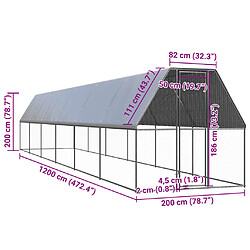 Acheter Poulailler vidaXL 2x12x2 m