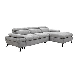 Vente-Unique Canapé d'angle droit convertible en tissu texturé avec coffre de rangement gris MORAVA pas cher