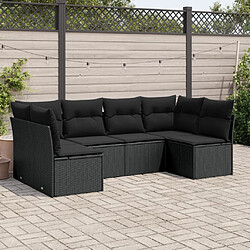 vidaXL Salon de jardin 6 pcs avec coussins noir résine tressée