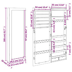 vidaXL Armoire à bijoux avec miroir et éclairage LED mural blanc pas cher