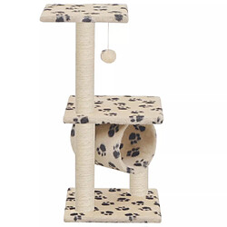 Helloshop26 Arbre à chat griffoir grattoir niche jouet animaux peluché en sisal 65 cm beige motif pattes 3702152