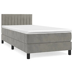 vidaXL Sommier à lattes de lit et matelas Gris clair 100x200cm Velours