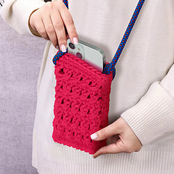 Avis Avizar Sac Bandoulière Smartphone Tricoté Main Motif Fleur Série FlowerWeave Fuchsia