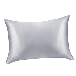 Avis 2 Pièces Couleur Unie Fausse Soie Satin Taie D'oreiller 51x66cm Gris