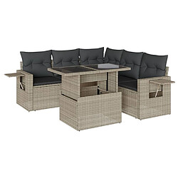 vidaXL Salon de jardin 6 pcs avec coussins gris clair résine tressée