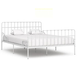 Maison Chic Lit adulte - Lit simple Cadre de lit,Structure du lit Contemporain et sommier à lattes Blanc Métal 200 x 200 cm -MN16083