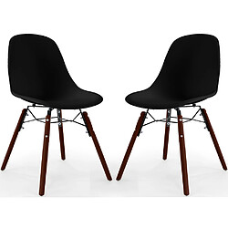 ICONIK INTERIOR Chaises de Salle à Manger - Design Scandinave - Pieds en Bois Sombre - Lot de 2 - Skögur Noir