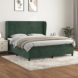 Maison Chic Lit adulte- Lit + matelas,Sommier à lattes de lit et matelas Vert foncé 180x200cm Velours -GKD37640