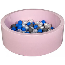 Velinda Piscine à balles Aire de jeu + 150 balles rose perle, bleu, gris