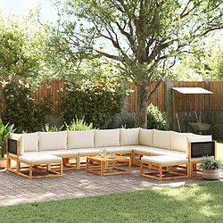 vidaXL Salon de jardin avec coussins 11 pcs bois massif d'acacia