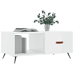 Avis Maison Chic Table basse,Table Console Table d'appoint, Table pour salon Blanc brillant 90x50x40 cm Bois d'ingénierie -MN23254