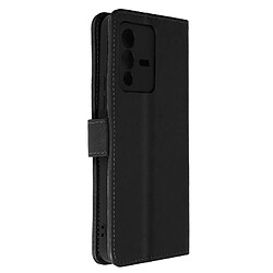 Avizar Étui Folio Vivo V23 5G Portefeuille et Support Vidéo Effet Cuir Lisse noir