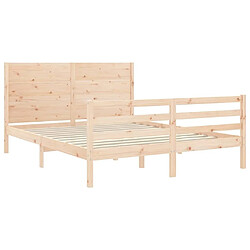 Maison Chic Cadre/structure de lit avec tête de lit pour adulte - Lit Moderne Chambre 160x200 cm bois massif -MN68421 pas cher