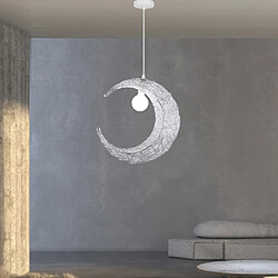 Universal Lustre de lune de 30cm, lumière LED en fer forgé de 220V E27 sans ampoule, lustre en argent en fer forgé dans la chambre à coucher, salle à manger, chambre d'enfants