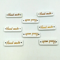 Avis 50 étiquettes de boutons en bois à la main étiquette pour scrapbooking 30mm blanc