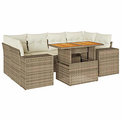 vidaXL Salon de jardin avec coussins 7 pcs beige résine tressée