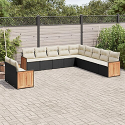 Maison Chic Salon de jardin 11 pcs avec coussins, Ensemble Tables et chaises d'extérieur noir résine tressée -GKD268822