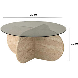 Avis Hanah Home Table basse en verre Bubble beige travertine, verre fumé.