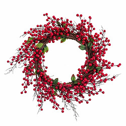 BigBuy Christmas Couronne de Noël Rouge Vert Rotin Plastique 45 x 45 cm