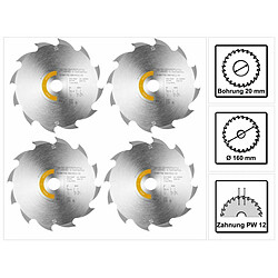 Festool Wood Rip Cut HW Lames de scie circulaire, 160 x 1,8 x 20 mm PW12, pour Scies plongeantes TS 55 F, TSC 55 K & Scies circulaires sans fil HK 55, HKC 55, 4 pcs. (4x 205550)