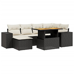 vidaXL Salon de jardin 7 pcs avec coussins noir résine tressée