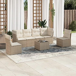 Maison Chic Salon de jardin avec coussins 7 pcs | Ensemble de Table et chaises | Mobilier d'Extérieur beige résine tressée -GKD76304