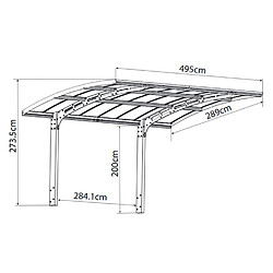 Carport simple 14.3m² gris anthracite - 704229 - PALRAM