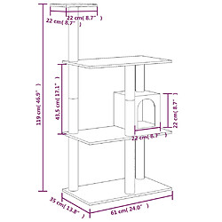 vidaXL Arbre à chat avec griffoirs en sisal Gris clair 119 cm pas cher