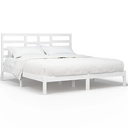 Maison Chic Lit adulte - Lit simple Cadre de lit,Structure du lit Contemporain Blanc Bois massif 200x200 cm -MN52396