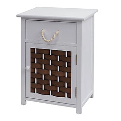 Avis Decoshop26 Commode polyvalente armoire avec tiroir 55x39,5x28,5 cm polyrotin marron bois blanc 04_0006503