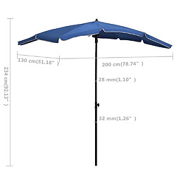 vidaXL Parasol de jardin avec mât 200x130 cm bleu azuré pas cher