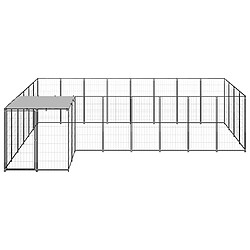 Helloshop26 Chenil extérieur cage enclos parc animaux chien 10,89 m² acier noir 02_0000487