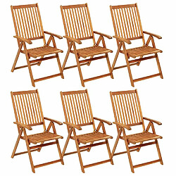 Maison Chic Lot de 6 Chaises pliables d'extérieur avec coussins | chaises de jardin | Fauteuil Relax Bois d'acacia -GKD69619